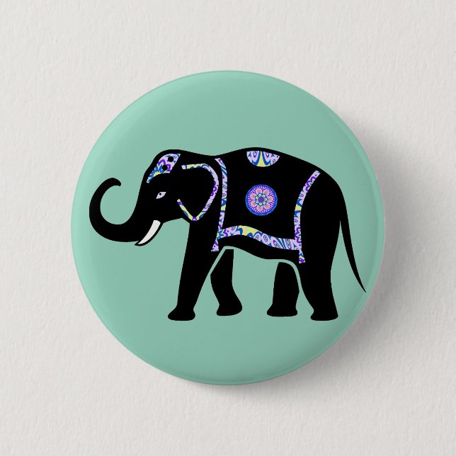 Elephant Animal Abstract Decorative Patterns 6 Cm Round Badge (Front)