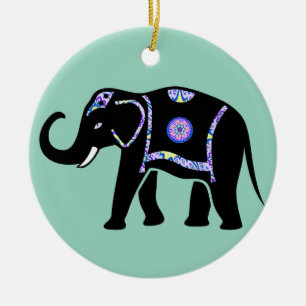 Elephant Animal Abstract Decorative Patterns Ceramic Ornament