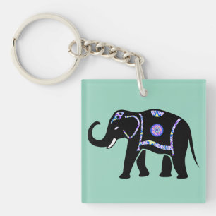 Elephant Animal Abstract Decorative Patterns Key Ring