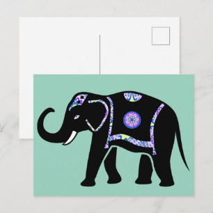 Elephant Animal Abstract Decorative Patterns Postcard