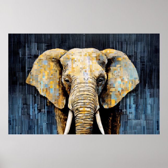 Elephant Animal Art Decor Paint Mosaic  (Front)