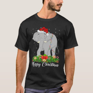 Elephant Animal Lover Matching Santa Hat Elephant T-Shirt