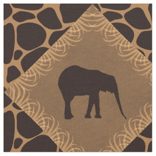 Elephant & Animal Print Diamond Pattern. Fabric