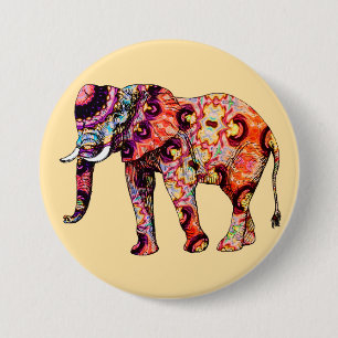 Elephant Animal Traditional Chinese Patterns 7.5 Cm Round Badge