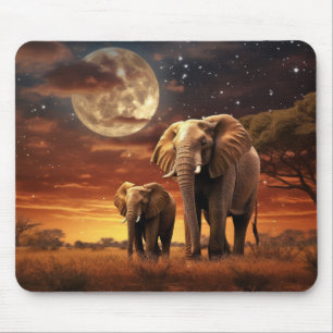 Elephant Animal Wildlife Wilderness Colourful Art Mouse Pad