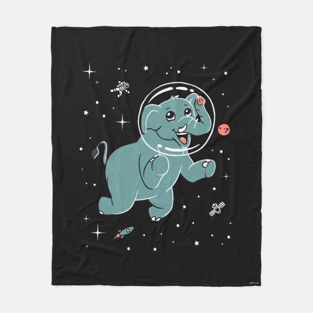 Elephant Animals In Space Fleece Blanket (Front)