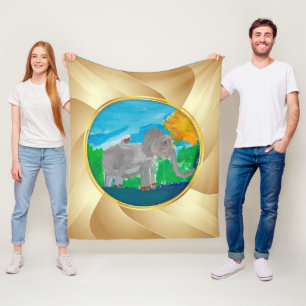 Elephant "Art by Kids" Fleece Blanket