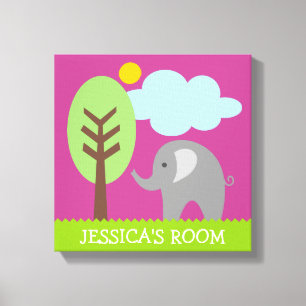 Elephant art canvas print for kids nursery room