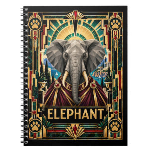 Elephant, Art Deco Wildlife Notebook
