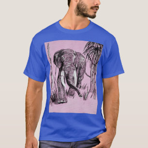 Elephant Art In Pink and Greige T-Shirt