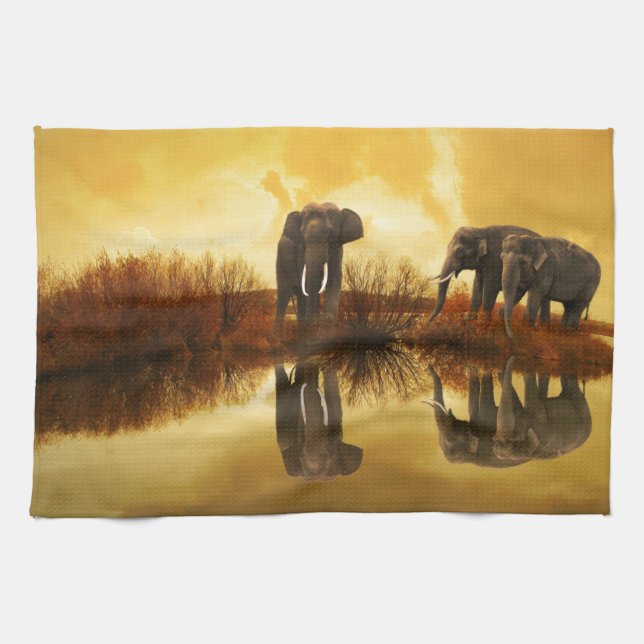 Elephant Art Tea Towel (Horizontal)