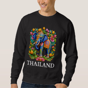 Elephant Art With Lotus Flowers Bangkok Travel Sweatshirt