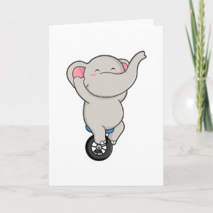 Elephant as Artist at Circus with Tires Card