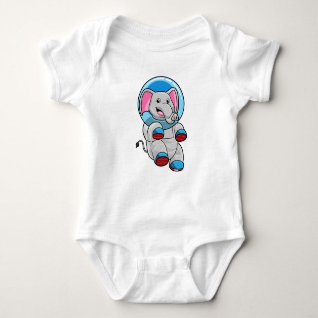 Elephant as Astronaut in Glass sphere Baby Bodysuit (Front)