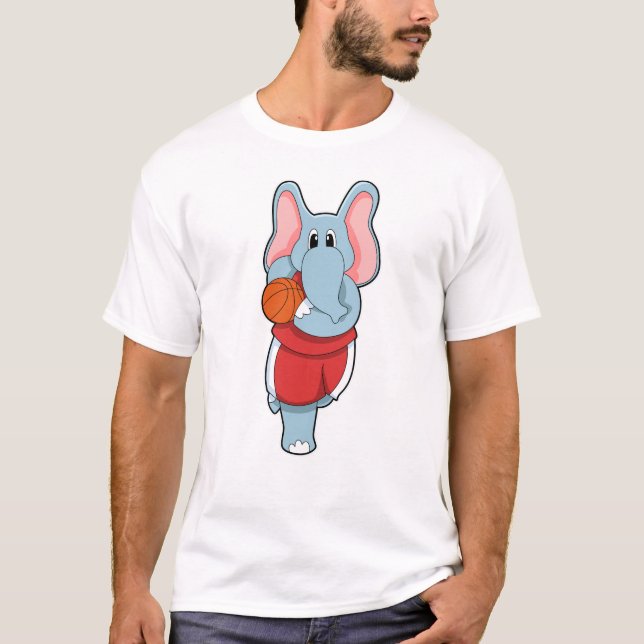Elephant as Basketball player with Basketball T-Shirt (Front)