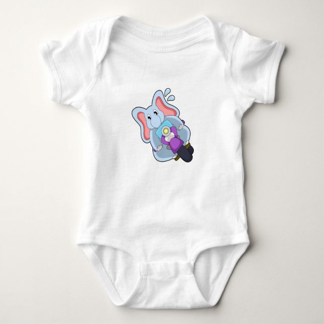 Elephant as Biker with Motorcycle.PNG Baby Bodysuit (Front)