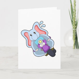 Elephant as Biker with Motorcycle.PNG Card