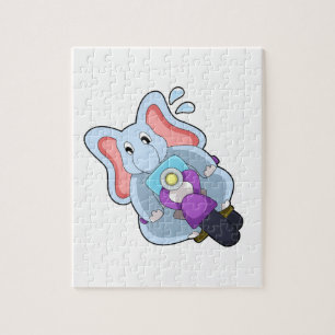 Elephant as Biker with Motorcycle.PNG Jigsaw Puzzle