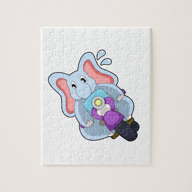 Elephant as Biker with Motorcycle.PNG Jigsaw Puzzle (Vertical)