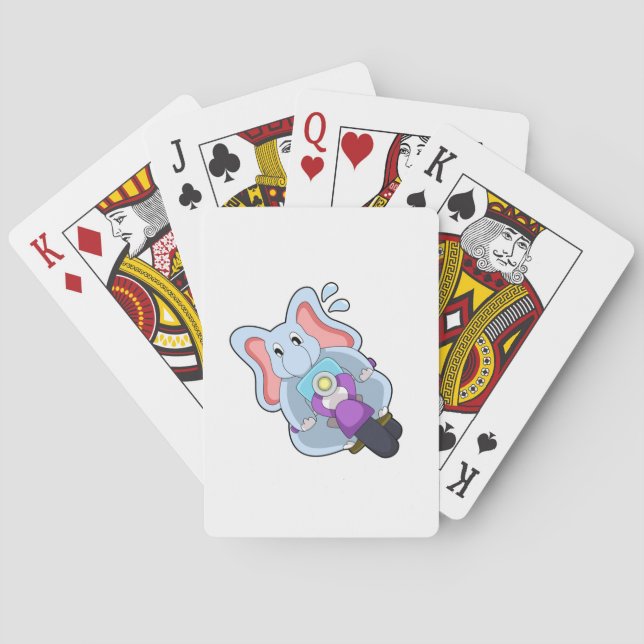 Elephant as Biker with Motorcycle.PNG Playing Cards (Back)