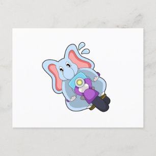 Elephant as Biker with Motorcycle.PNG Postcard
