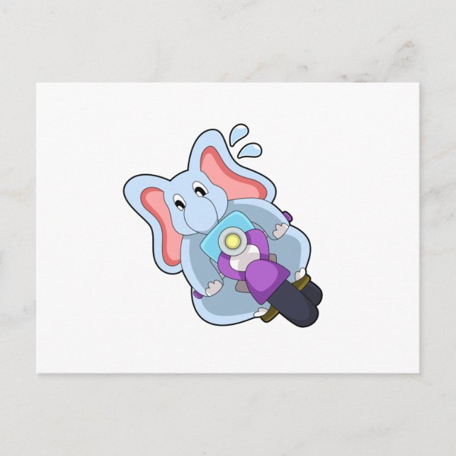 Elephant as Biker with Motorcycle.PNG Postcard (Front)