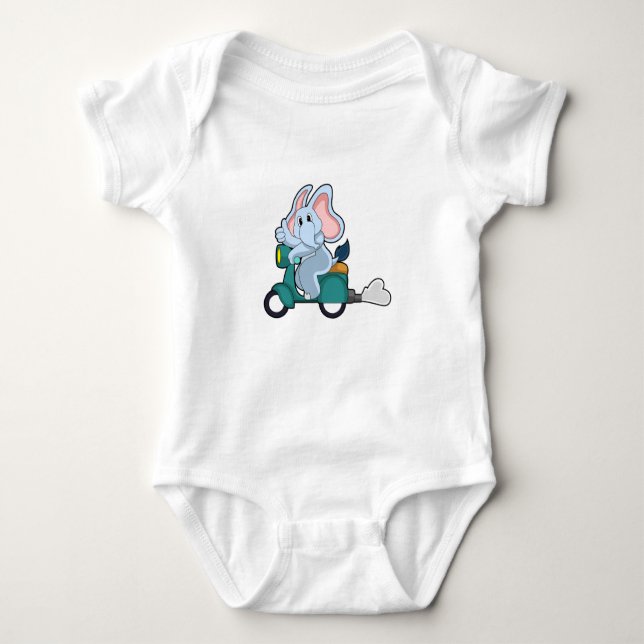 Elephant as Biker with Scooter Baby Bodysuit (Front)
