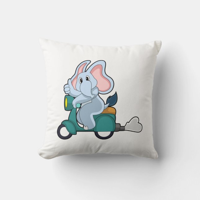 Elephant as Biker with Scooter Cushion (Front)