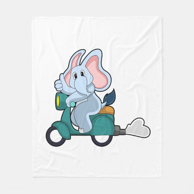 Elephant as Biker with Scooter Fleece Blanket (Front)