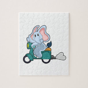 Elephant as Biker with Scooter Jigsaw Puzzle