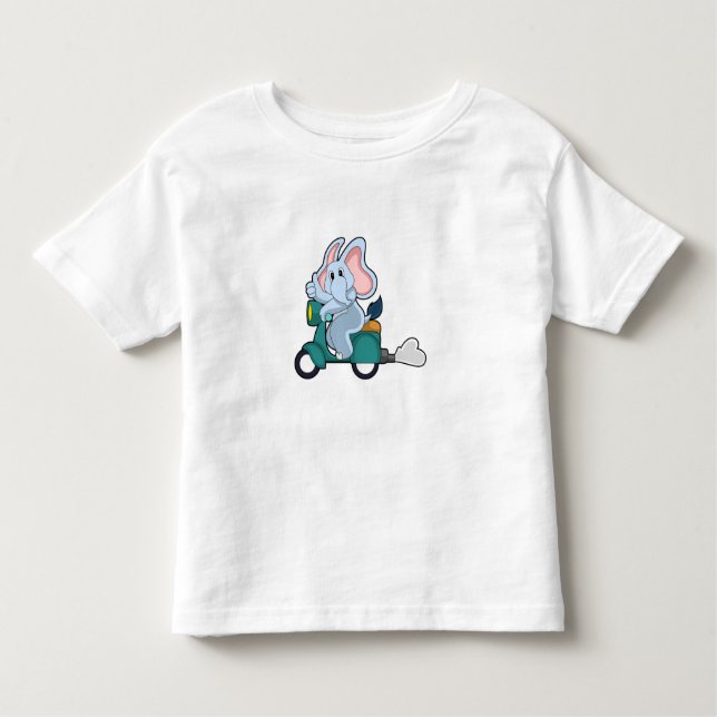 Elephant as Biker with Scooter Toddler T-Shirt (Front)