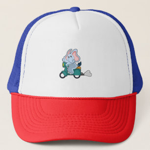 Elephant as Biker with Scooter Trucker Hat