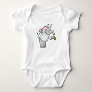Elephant as Chef with Salt shaker Baby Bodysuit