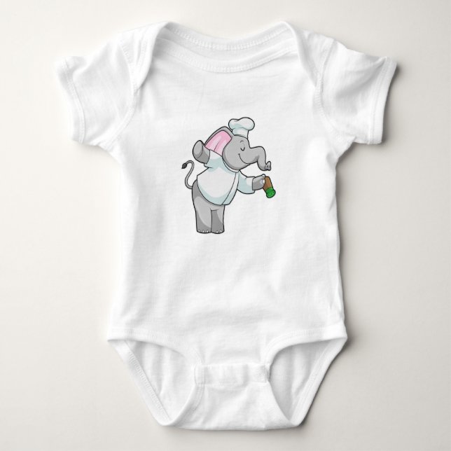 Elephant as Chef with Salt shaker Baby Bodysuit (Front)