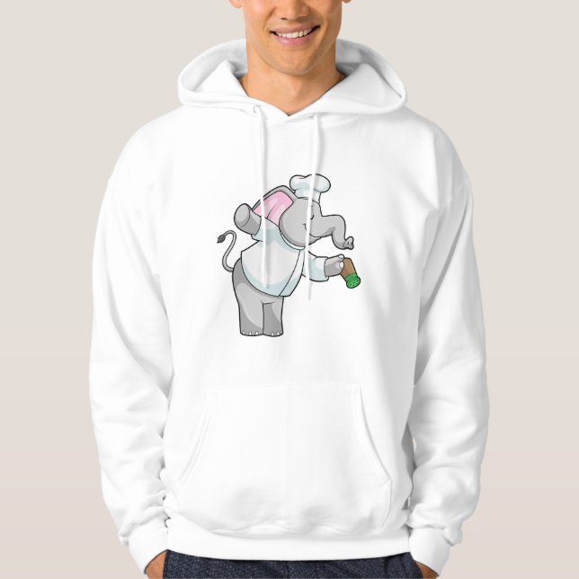 Elephant as Chef with Salt shaker Hoodie (Front)