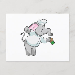 Elephant as Chef with Salt shaker Postcard