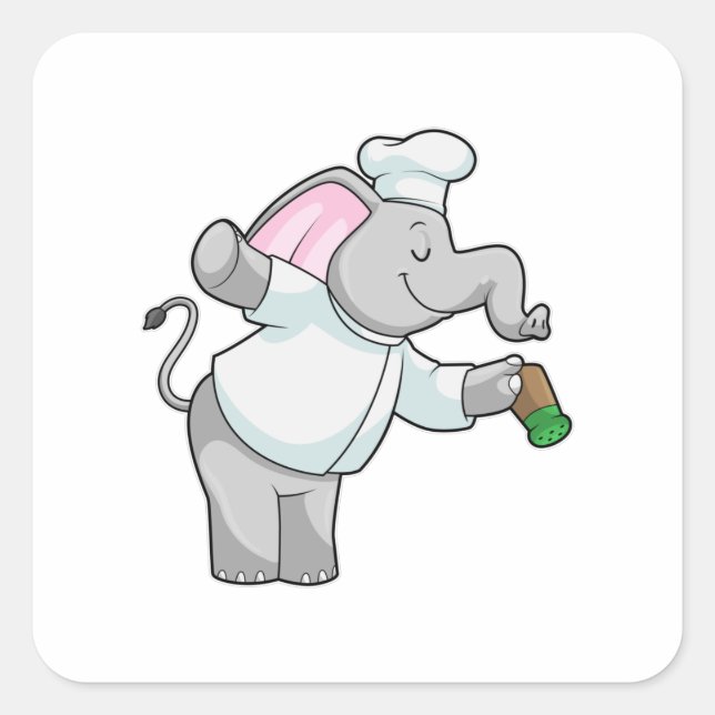 Elephant as Chef with Salt shaker Square Sticker (Front)