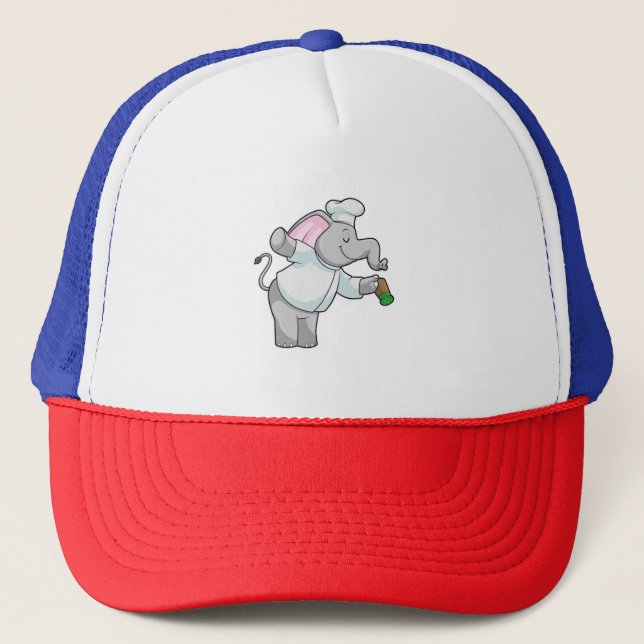 Elephant as Chef with Salt shaker Trucker Hat (Front)