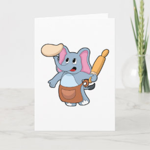 Elephant as Cook with Rolling pin & Dough Card