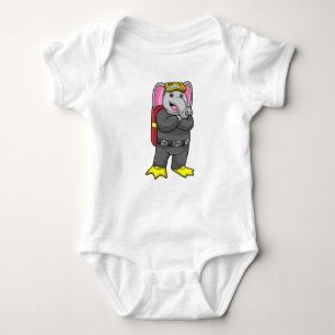 Elephant as Diver with Diving goggles Baby Bodysuit