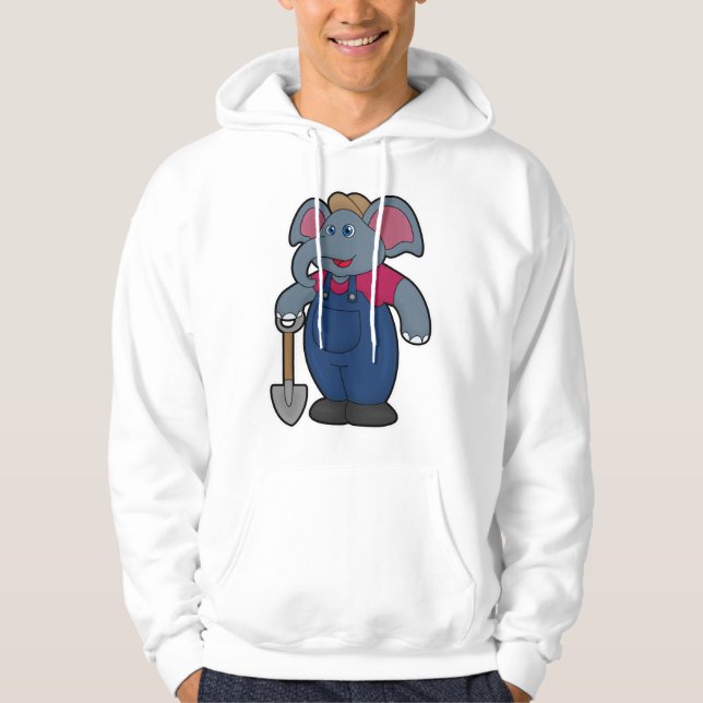 Elephant as Farmer with Shovel Hoodie (Front)