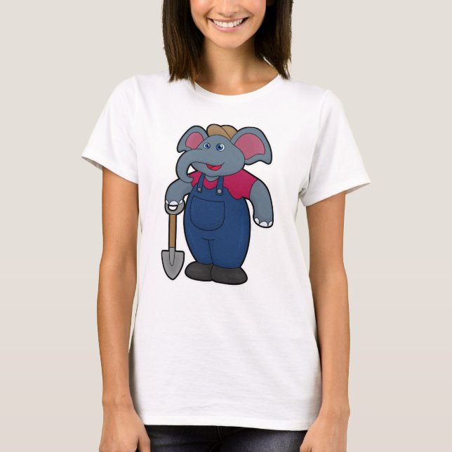 Elephant as Farmer with Shovel T-Shirt (Front)