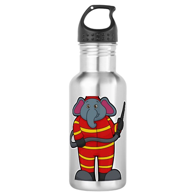 Elephant as Firefighter with Hose 710 Ml Water Bottle (Front)