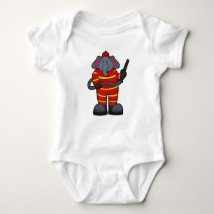 Elephant as Firefighter with Hose Baby Bodysuit