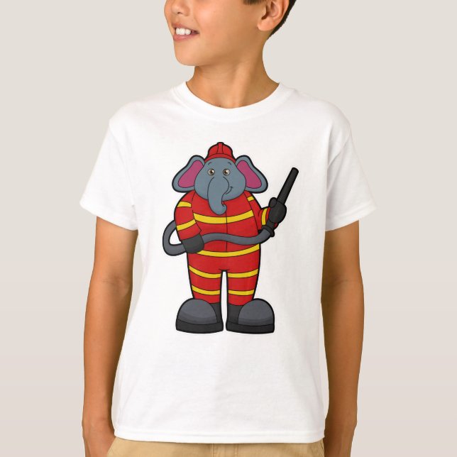 Elephant as Firefighter with Hose T-Shirt (Front)