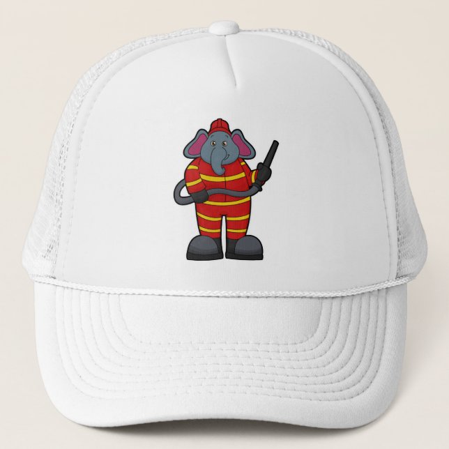 Elephant as Firefighter with Hose Trucker Hat (Front)