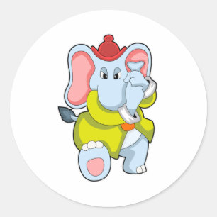 Elephant as Firefighter with Proboscis Classic Round Sticker