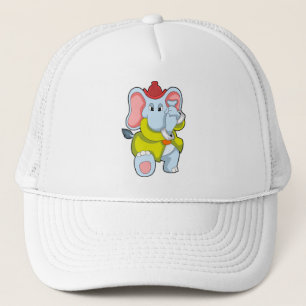 Elephant as Firefighter with Proboscis Trucker Hat