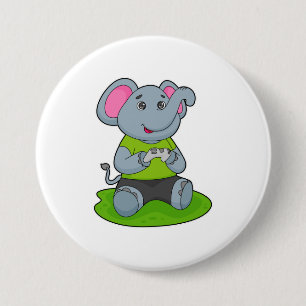 Elephant as Gamer 7.5 Cm Round Badge