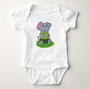 Elephant as Gamer Baby Bodysuit